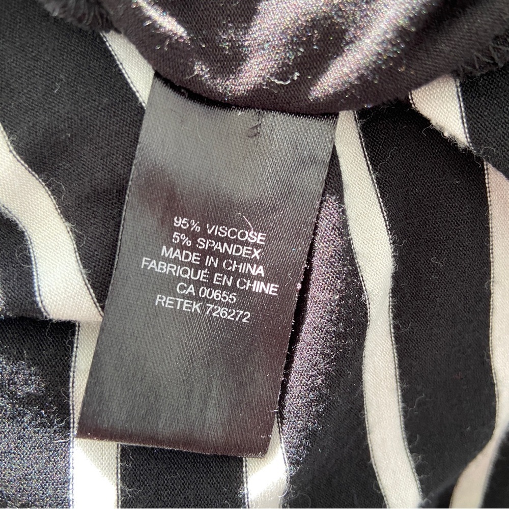 RW&CO. BLACK/WHITE STRIPED VISCOSE JERSERY LONG SLEEVED CREW NECK TOP, LARGE - Picture 6 of 9